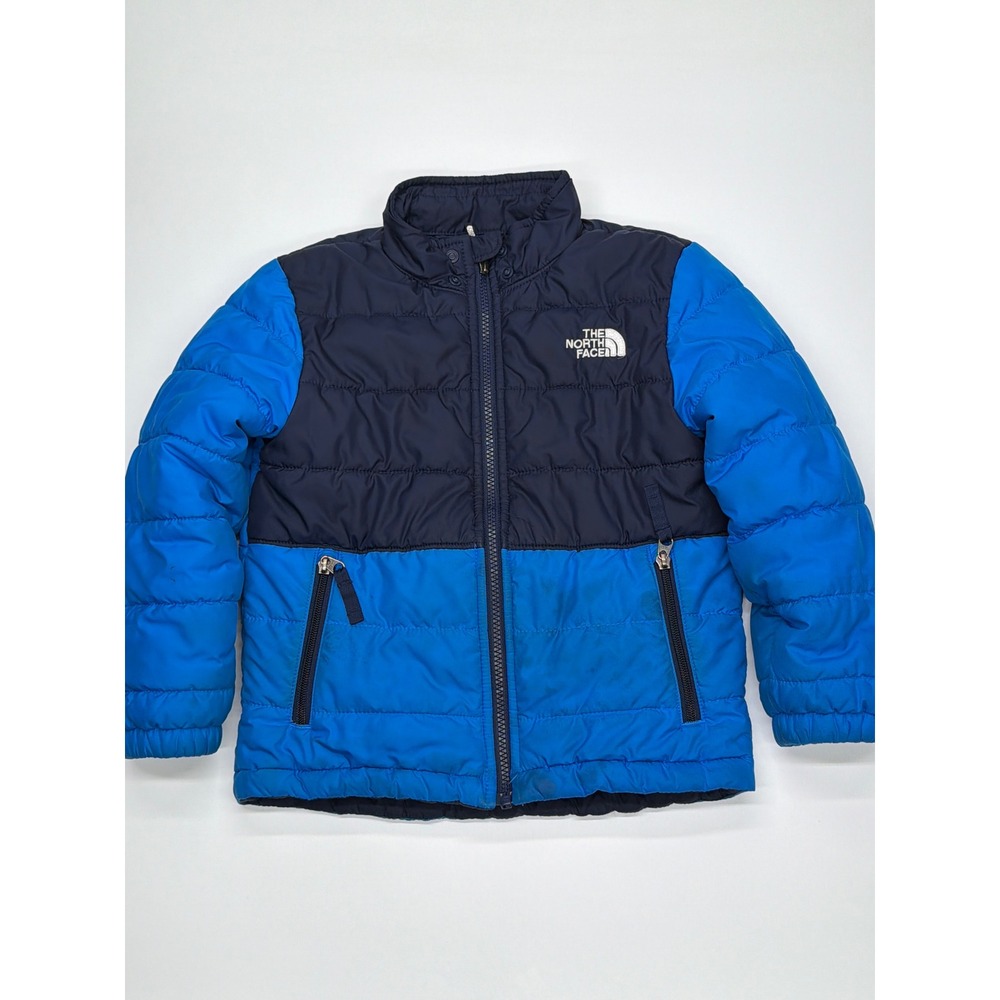 The North Face Kids Reversible Puffer Jacket Blue Navy Fleece Full Zip Coat‎ XS